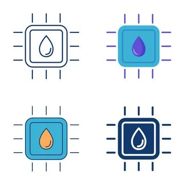 Lab on a chip icon set Stock Illustration