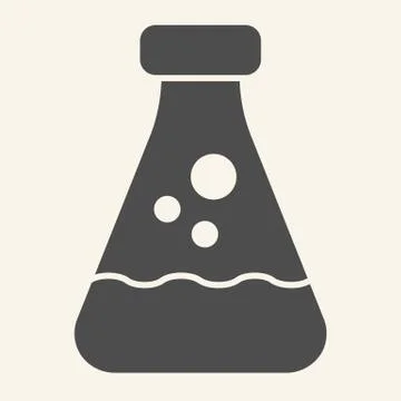 Lab conical flask solid icon. Mensura equipment glyph style pictogram on white Stock Illustration