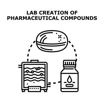 Lab creation refining global pharmaceutical compounds development Stock Illustration