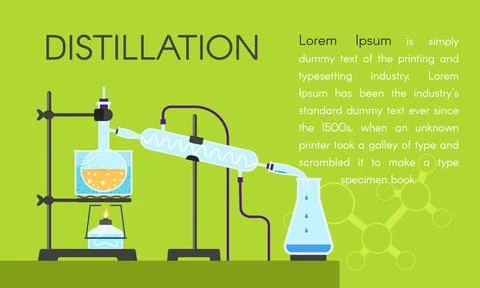 Lab distillation concept banner, flat style 스톡 일러스트