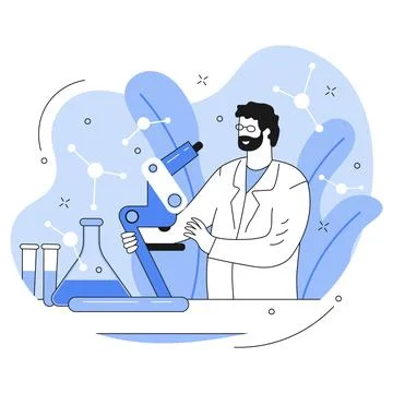 Lab doctor looking through a microscope illustration vector Stock Illustration