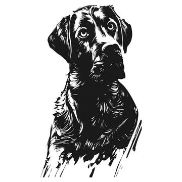 Lab dog vector hand drawn vector black and white Stock Illustration