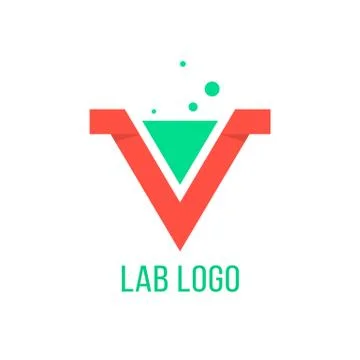 Lab emblem like red v letter Stock Illustration