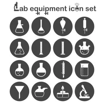 Lab equipment icon set Stock Illustration