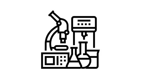 Lab equipment research development line icon animation Stock Footage 326123155