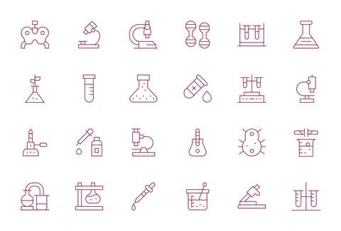 Lab Equipment Vector Icon Collection featuring 24 PIXEL Perfect 256x256 Thi.. Illustrazione stock
