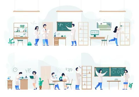 Lab Experiment, Scientists and Scientific Research Stock Illustration