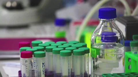 Lab experimenting with chemicals. close up Stock Footage 53063989
