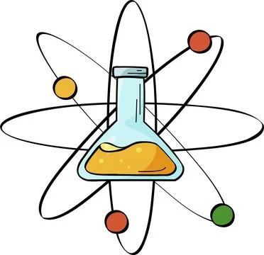 Lab Flask and Molecule Atom Illustration - Science Experiment Stock-Illustration