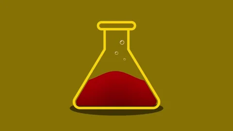 Lab Flask with Animated Liquid Reaction Stock Footage 317144757
