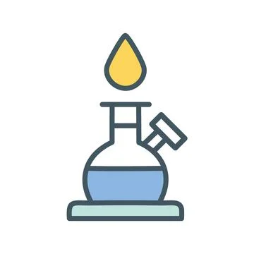 Lab flask heating. A lab flask with a liquid solution is being heated by a .. Stock Illustration