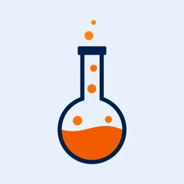Lab flask icon isolated on blue background, Laboratory glassware or beaker Stock Illustration