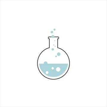 Lab flask with liquid and bubbles inside. Stock Illustration