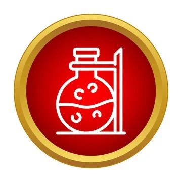 Lab flask research icon with bubbling red liquid Stock Illustration