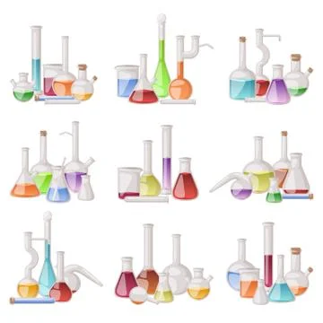 Lab flask vector set Stock Illustration