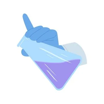 A lab flask with a vibrant purple solution is shown for analysis and various Stock Illustration