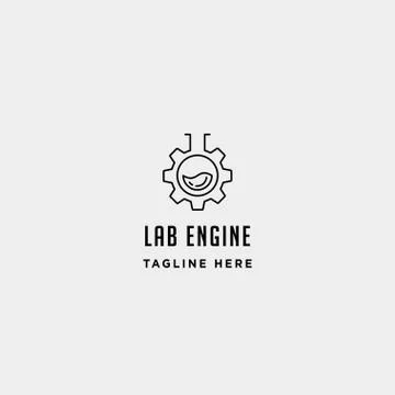 Lab gear logo vector laboratory industry icon symbol sign isolated Stock Illustration
