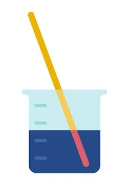 Lab glass with test strip vector icon flat isolated Stock Illustration