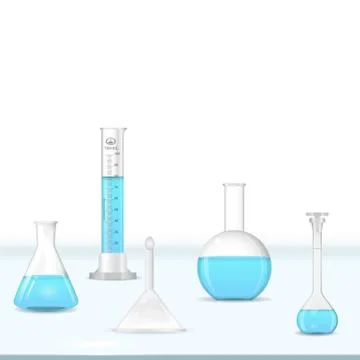 Lab glassware table Stock Illustration