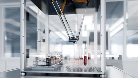 Lab grown beef in test tubes: Conceptual in-vitro meat production with pick.. 스톡 동영상 255520279