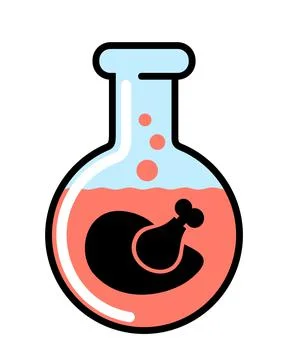 Lab grown meat - artificial and synthetic chicken meat is cultured and cultiv Stock Illustration