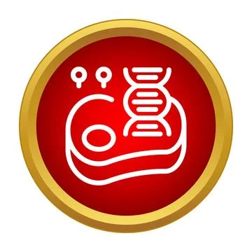 Lab grown meat with dna strand icon Stock Illustration