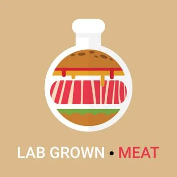 Lab grown meat icon concept. Artificial, synthetic meat is cultured in lab Stock Illustration