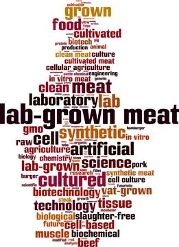 Lab-grown meat word cloud Stock Illustration