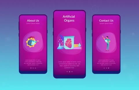 Lab-grown organs app interface template. Illustrazione stock
