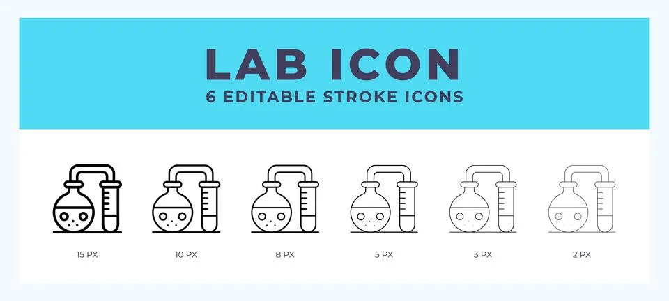 Lab line icon illustrations with editable strokes. Stock Illustration