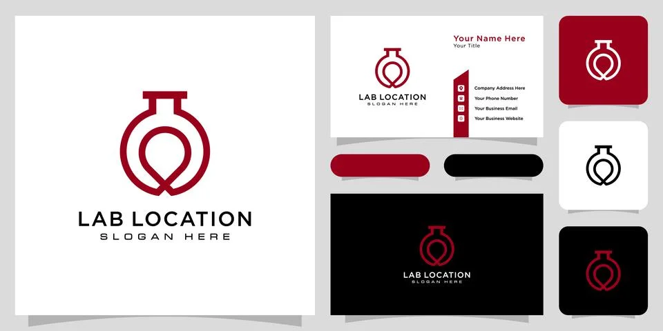 Lab location logo vector design and business card Stock Illustration