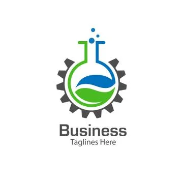 Lab logo with leaf and gear symbol Stock Illustration