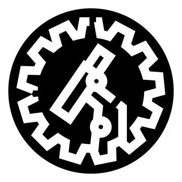 Lab microscope with gear mechanism icon concept Stock Illustration