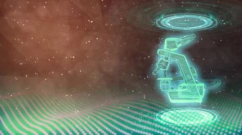 Lab microscope holo 3d renders, cg industrial 3D illustration Illustrazione stock