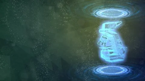 Lab microscope holo 3d renders, cg industrial 3D illustration Stockillustratie