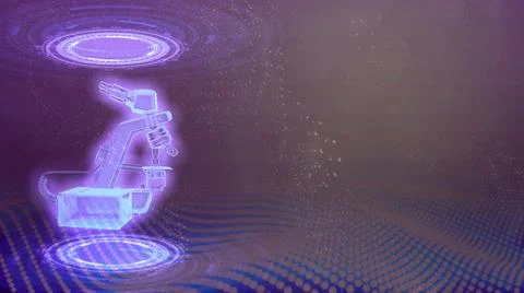 Lab microscope holo renders, cg industrial 3D illustration Illustrazione stock