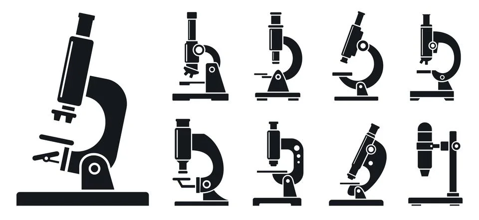 Lab microscope icon set, simple style 스톡 일러스트