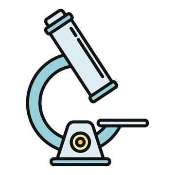 Lab microscope studying science research and medical discovery Stock Illustration