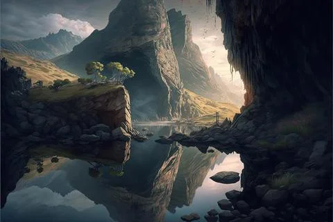 A Lab In The Mountains Stock Illustration