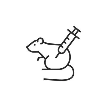Lab Mouse with Syringe Icon Stock Illustration