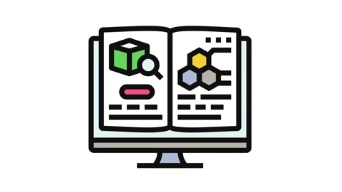 Lab notebook research development color icon animation Stock Footage 326115893