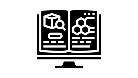 Lab notebook research development glyph icon animation Stock Footage 326142060