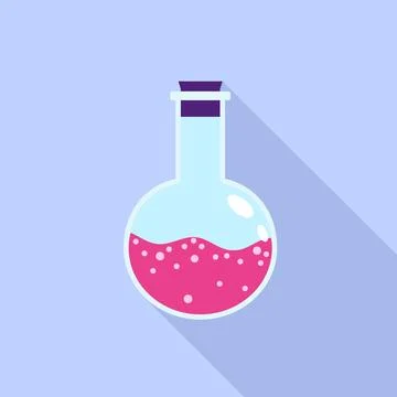 Lab pink flask icon, flat style Stock Illustration