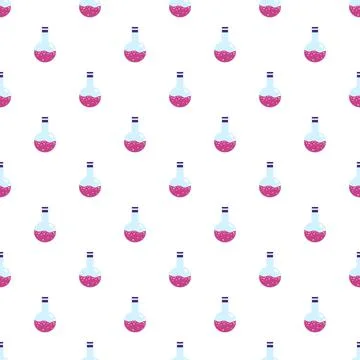 Lab pink flask pattern seamless vector Stock Illustration