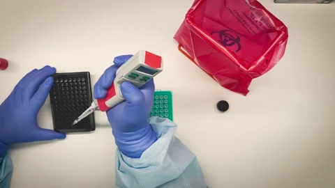 Lab procedure electric pipette Video stock 158782826