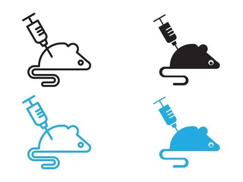 Lab rat experiment icon black and white vector outline sign Stock Illustration