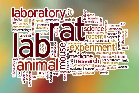 Lab rat word cloud with abstract background Stock Illustration