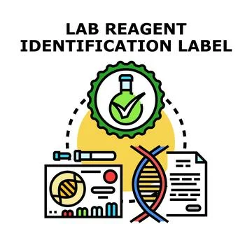 Lab reagent identification label process analysis Stock Illustration