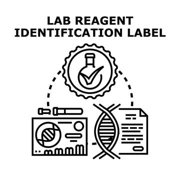 Lab reagent identification label process analysis Stock Illustration