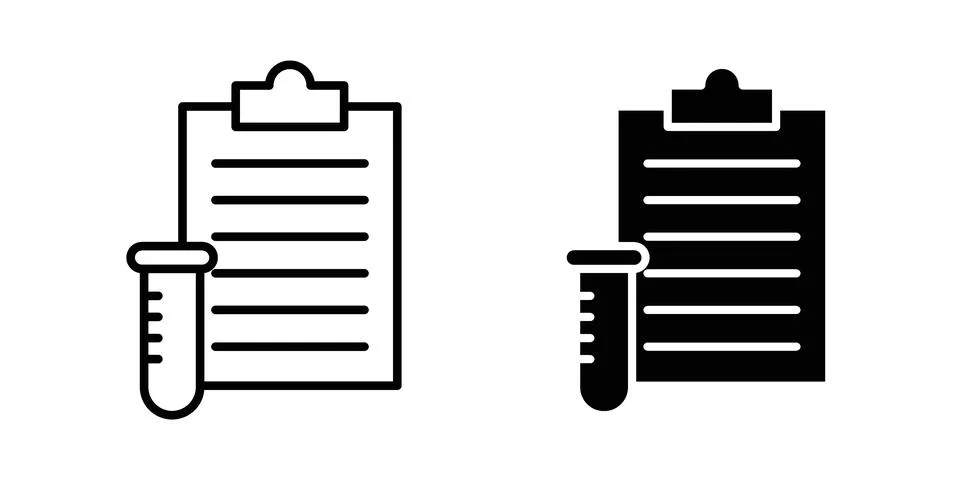 Lab report icon. Outline, flat icons Stock Illustration